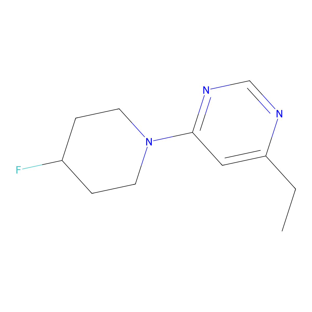 4-Ethyl-6-(4-fluoropiperidin-1-yl)pyrimidine molecular structure, CAS 3030812-82-6