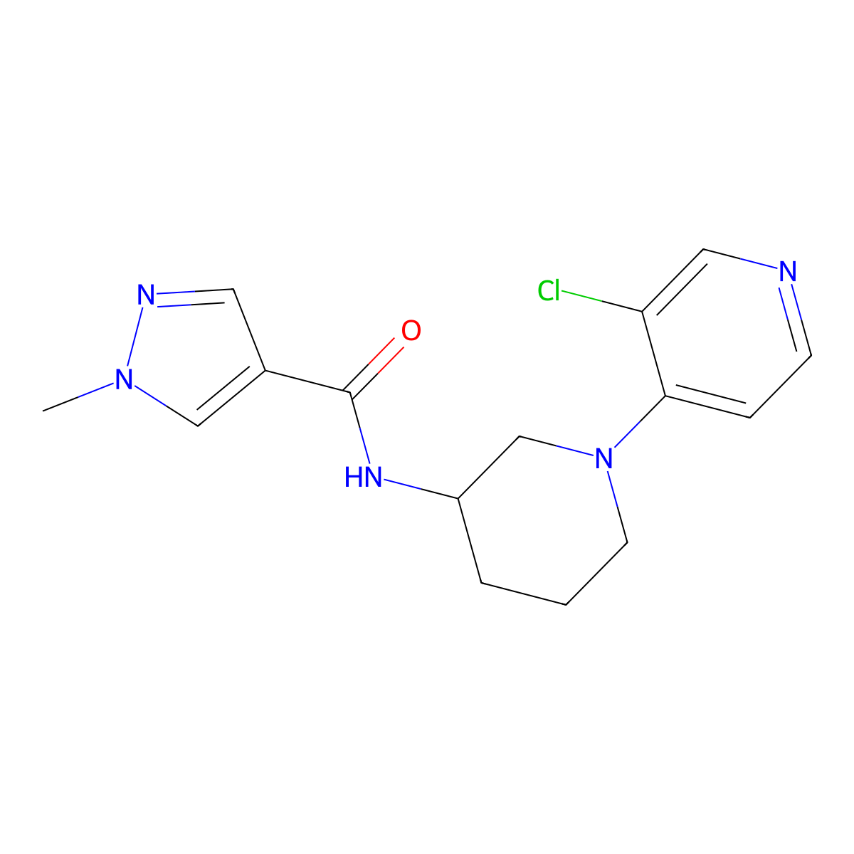 N-[1-(3-chloropyridin-4-yl)piperidin-3-yl]-1-methyl-1H-pyrazole-4-carboxamide molecular structure, CAS 3030812-90-6