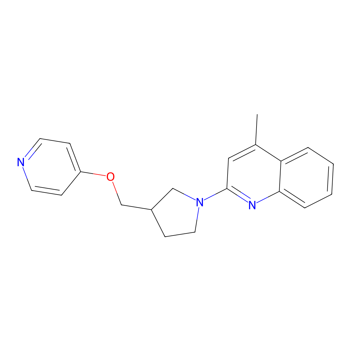 4-Methyl-2-{3-[(pyridin-4-yloxy)methyl]pyrrolidin-1-yl}quinoline molecular structure, CAS 3030812-95-1