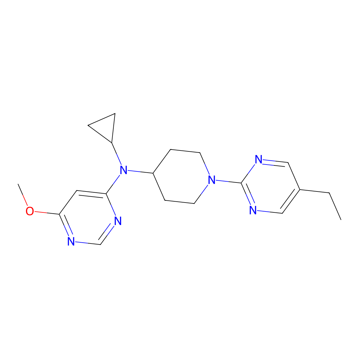 N-cyclopropyl-N-[1-(5-ethylpyrimidin-2-yl)piperidin-4-yl]-6-methoxypyrimidin-4-amine molecular structure, CAS 3030812-99-5