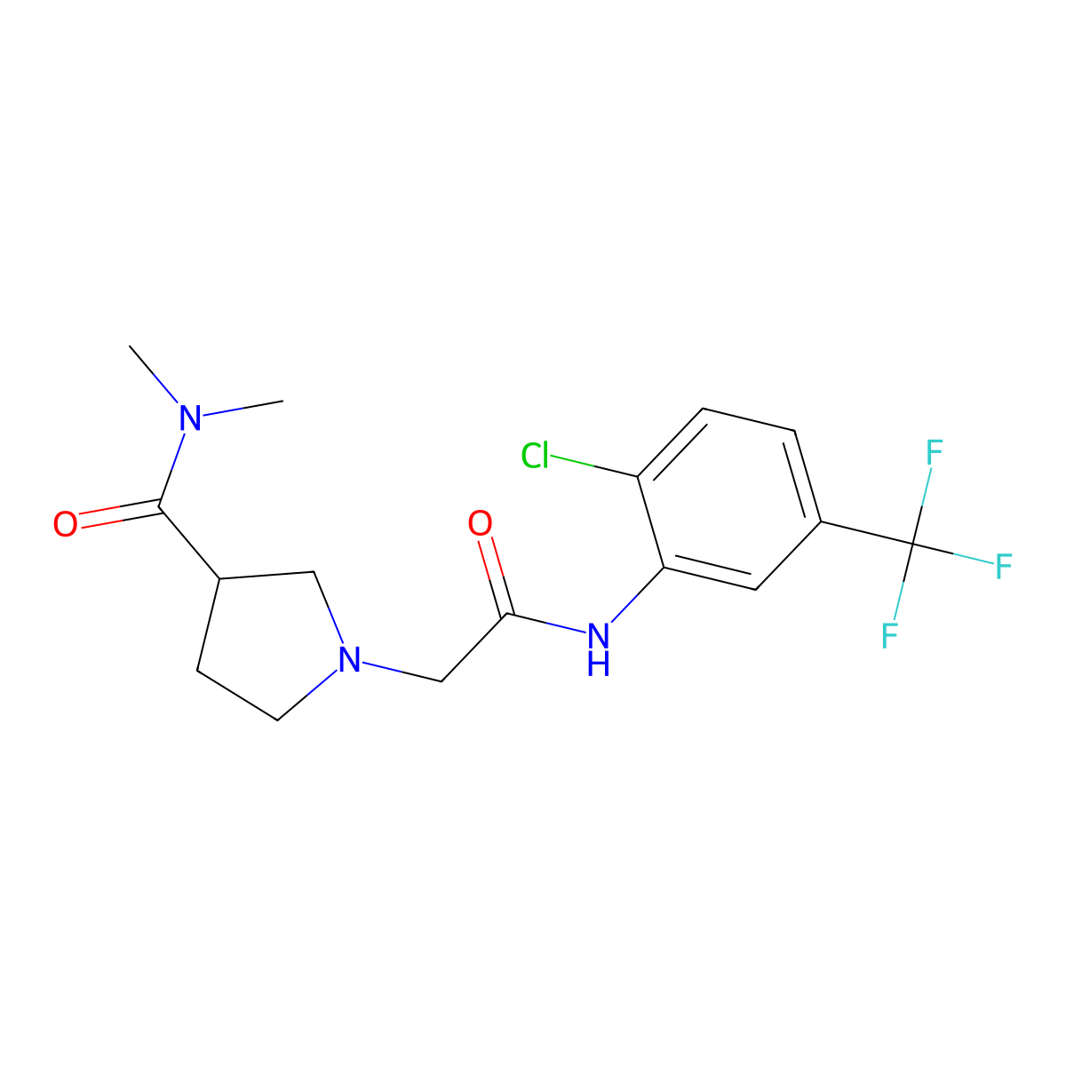 1-({[2-chloro-5-(trifluoromethyl)phenyl]carbamoyl}methyl)-N,N-dimethylpyrrolidine-3-carboxamide molecular structure, CAS 3030813-01-2