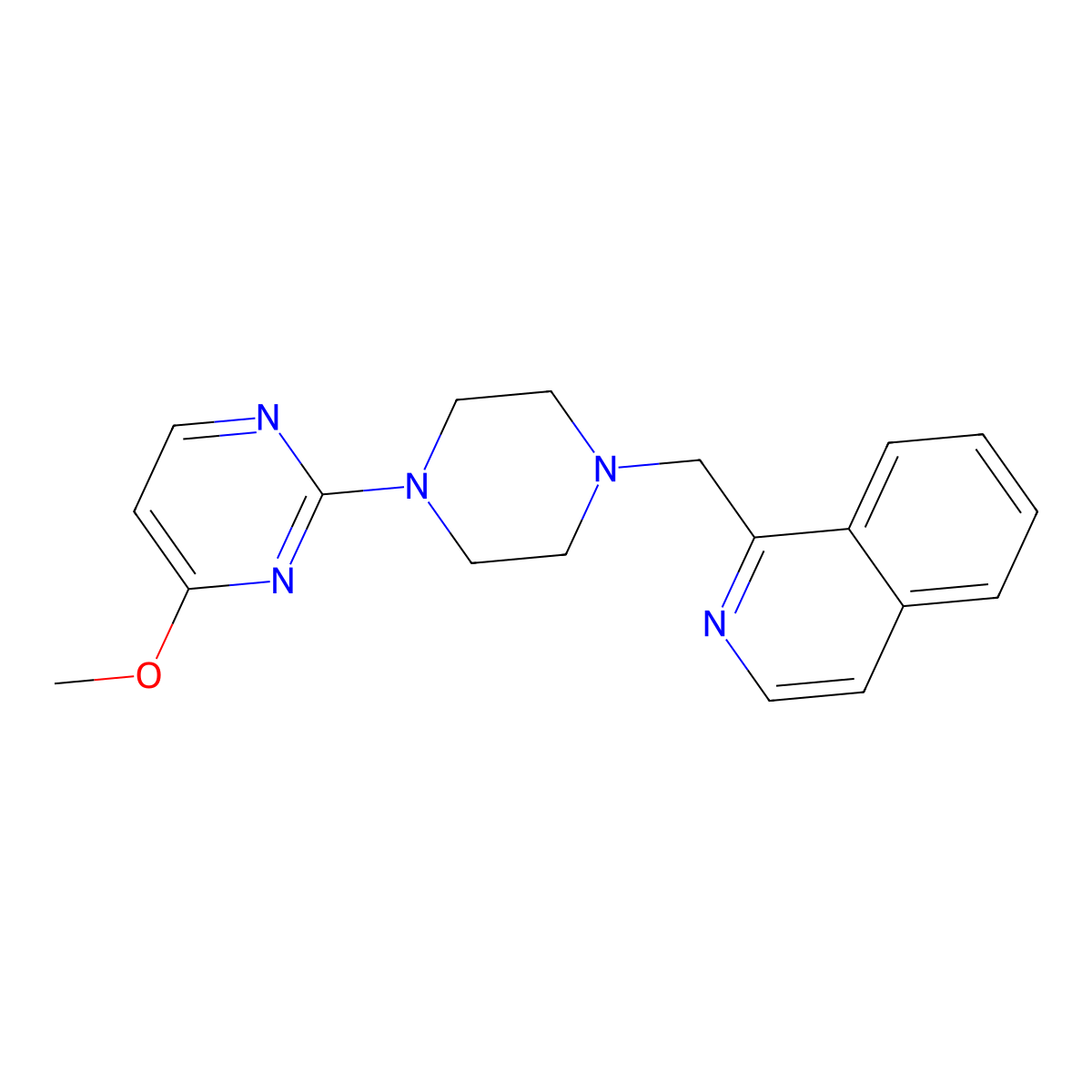 1-{[4-(4-Methoxypyrimidin-2-yl)piperazin-1-yl]methyl}isoquinoline molecular structure, CAS 3030813-07-8