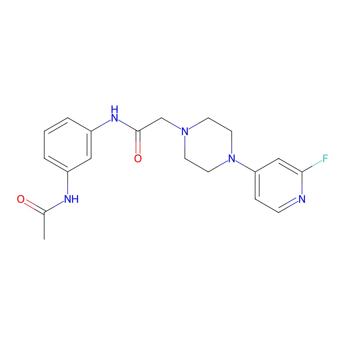 N-(3-acetamidophenyl)-2-[4-(2-fluoropyridin-4-yl)piperazin-1-yl]acetamide molecular structure, CAS 3030813-08-9