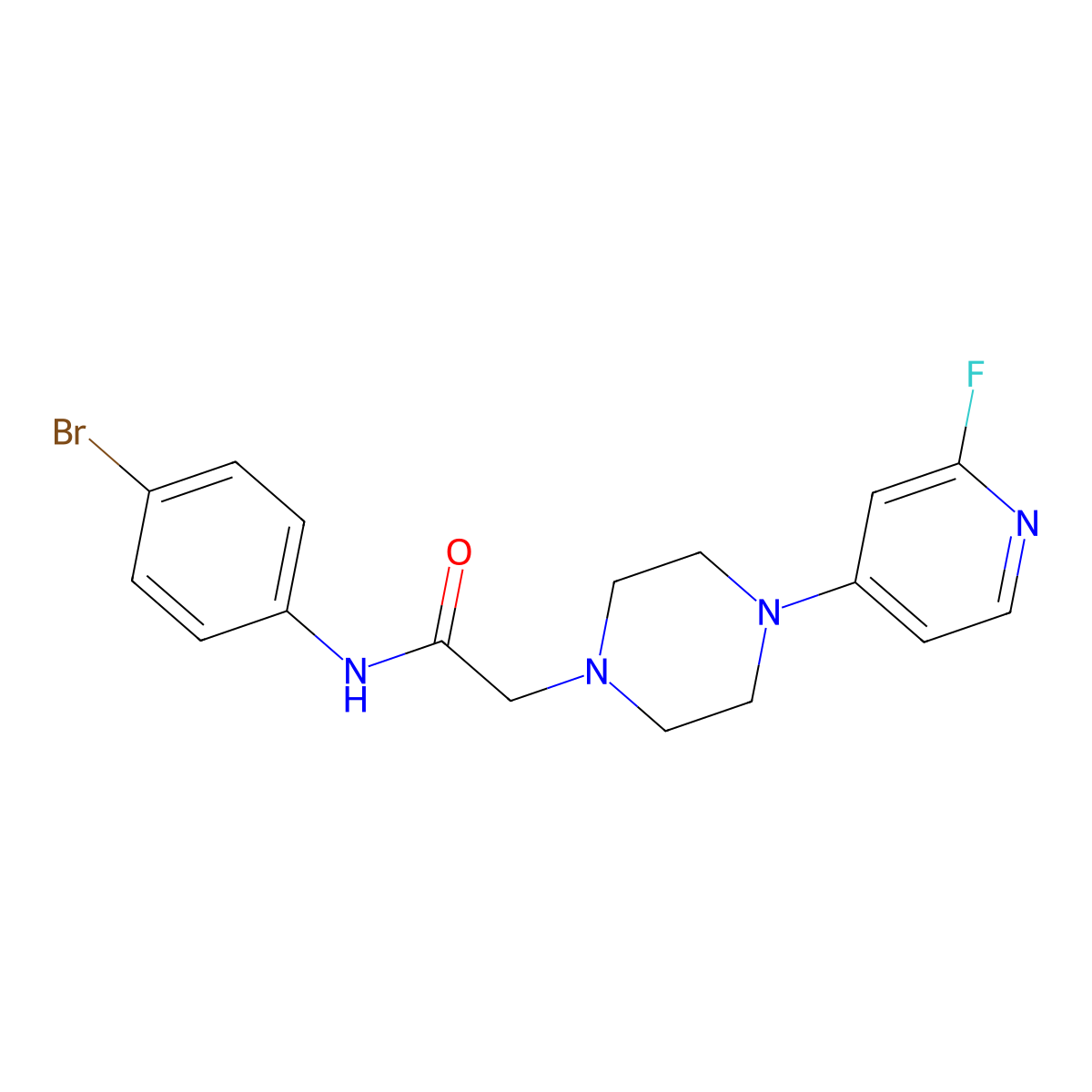N-(4-bromophenyl)-2-[4-(2-fluoropyridin-4-yl)piperazin-1-yl]acetamide molecular structure, CAS 3030813-14-7