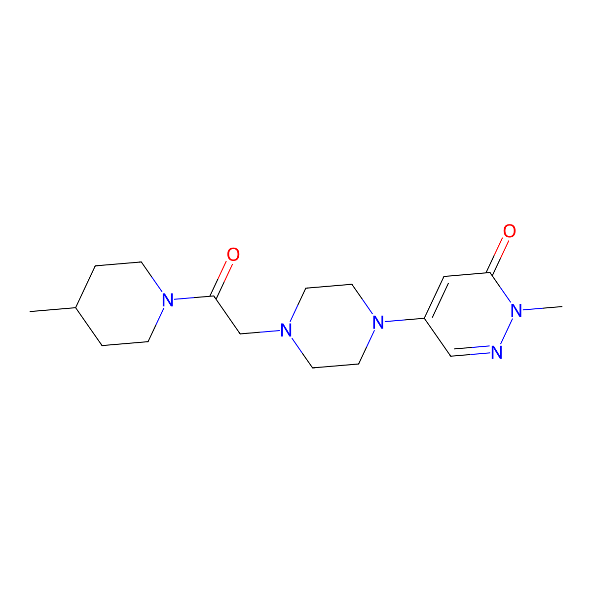2-Methyl-5-{4-[2-(4-methylpiperidin-1-yl)-2-oxoethyl]piperazin-1-yl}-2,3-dihydropyridazin-3-one molecular structure, CAS 3030813-16-9