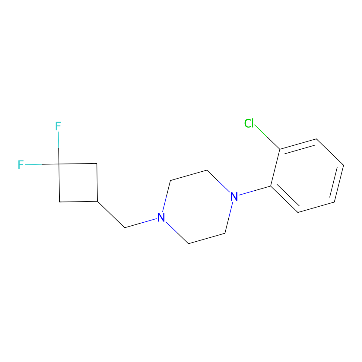 1-(2-Chlorophenyl)-4-[(3,3-difluorocyclobutyl)methyl]piperazine molecular structure, CAS 3030813-19-2