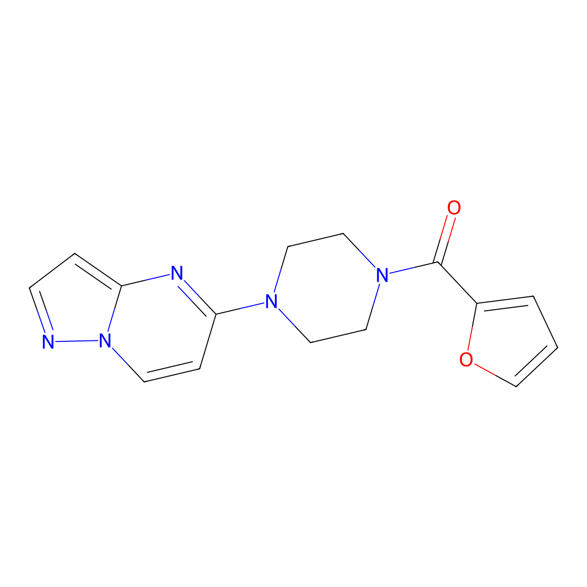 1-(Furan-2-carbonyl)-4-{pyrazolo[1,5-a]pyrimidin-5-yl}piperazine molecular structure, CAS 3030813-26-1