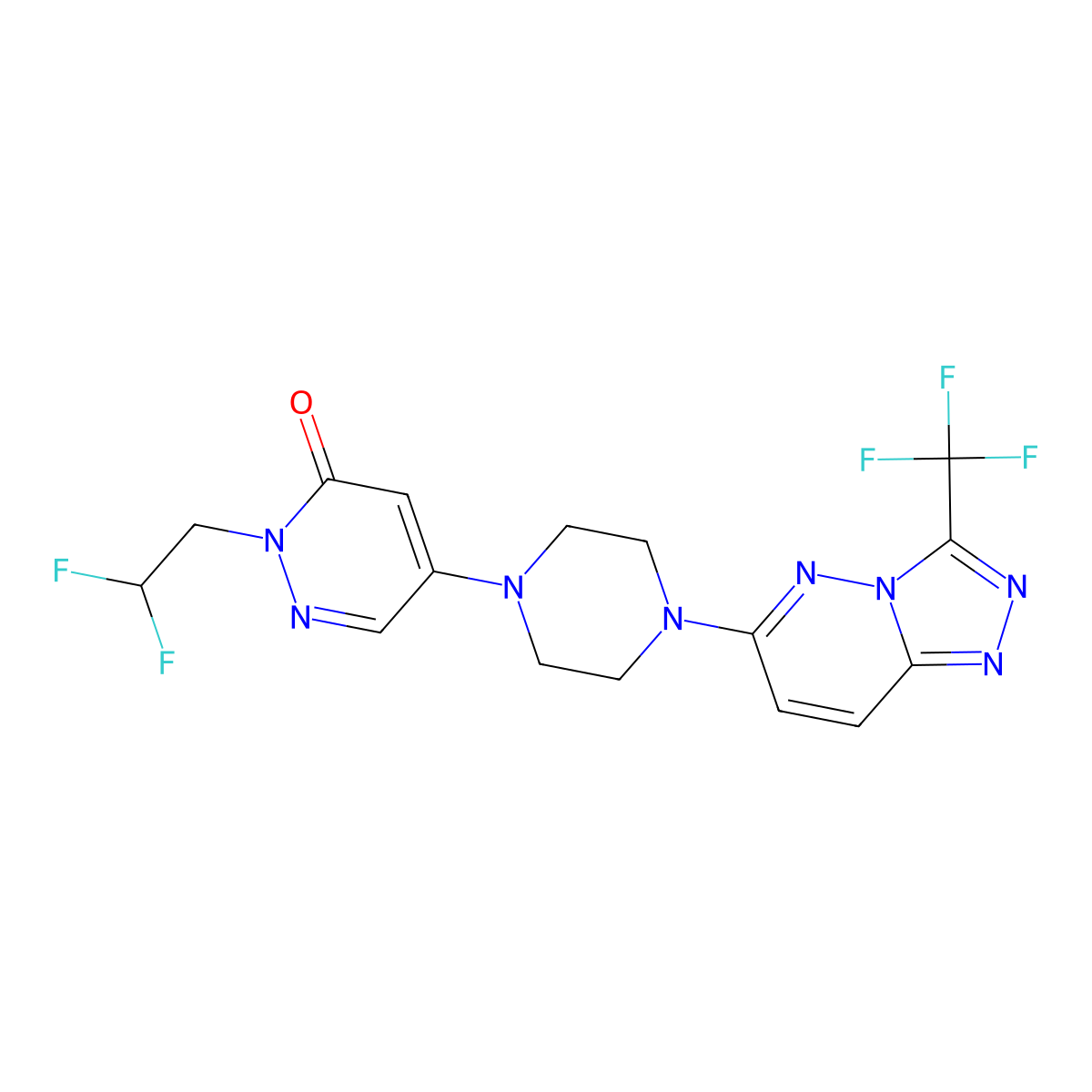 2-(2,2-Difluoroethyl)-5-{4-[3-(trifluoromethyl)-[1,2,4]triazolo[4,3-b]pyridazin-6-yl]piperazin-1-yl}-2,3-dihydropyridazin-3-one molecular structure, CAS 3030813-28-3