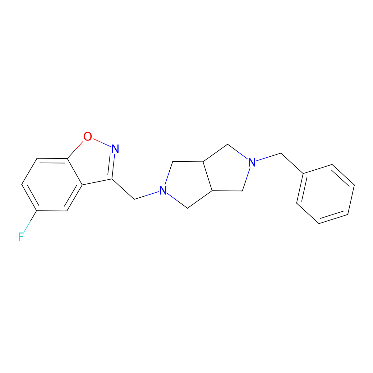 3-({5-Benzyl-octahydropyrrolo[3,4-c]pyrrol-2-yl}methyl)-5-fluoro-1,2-benzoxazole molecular structure, CAS 3030813-35-2