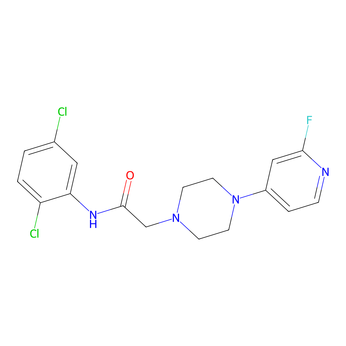 N-(2,5-dichlorophenyl)-2-[4-(2-fluoropyridin-4-yl)piperazin-1-yl]acetamide molecular structure, CAS 3030813-39-6