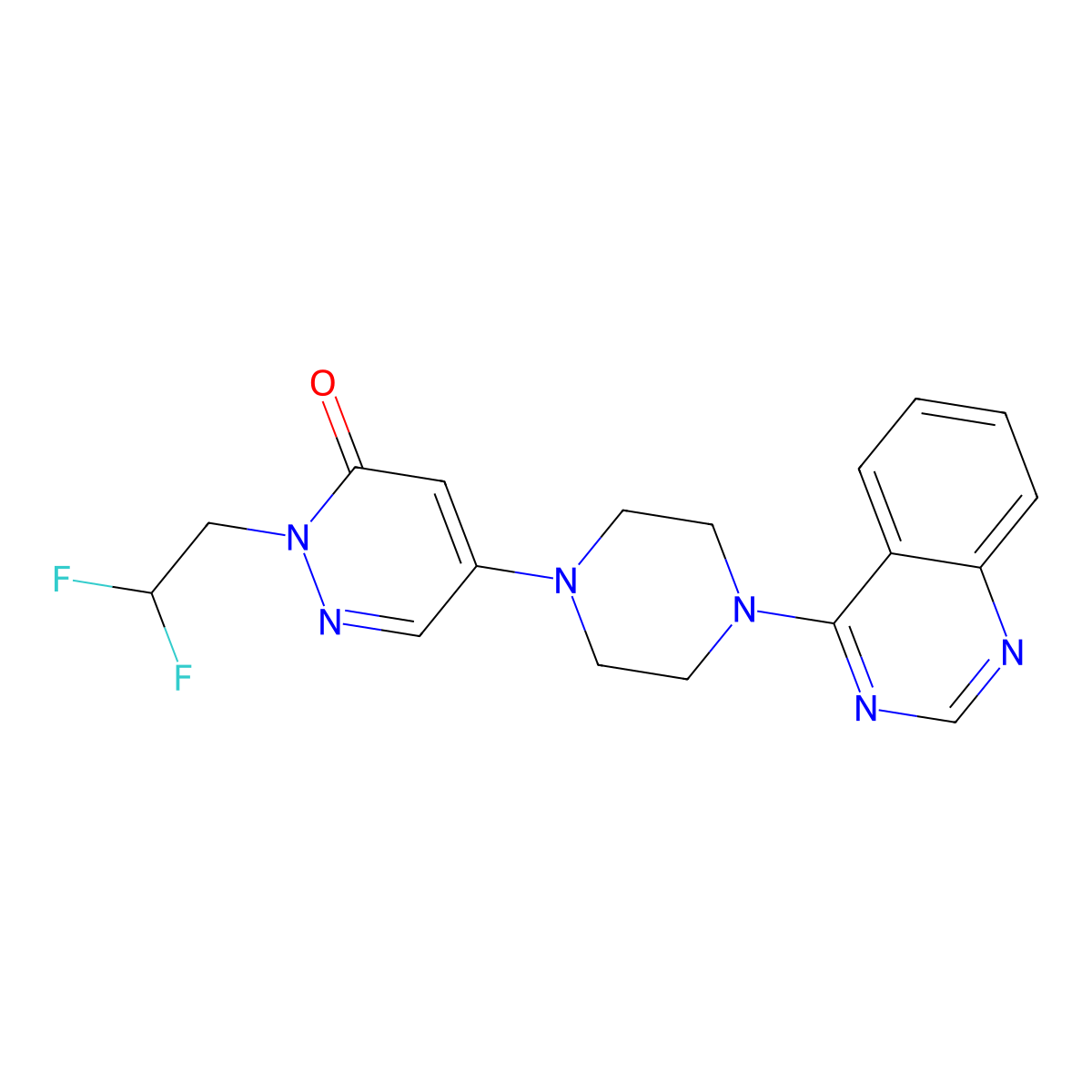 2-(2,2-Difluoroethyl)-5-[4-(quinazolin-4-yl)piperazin-1-yl]-2,3-dihydropyridazin-3-one molecular structure, CAS 3030813-41-0