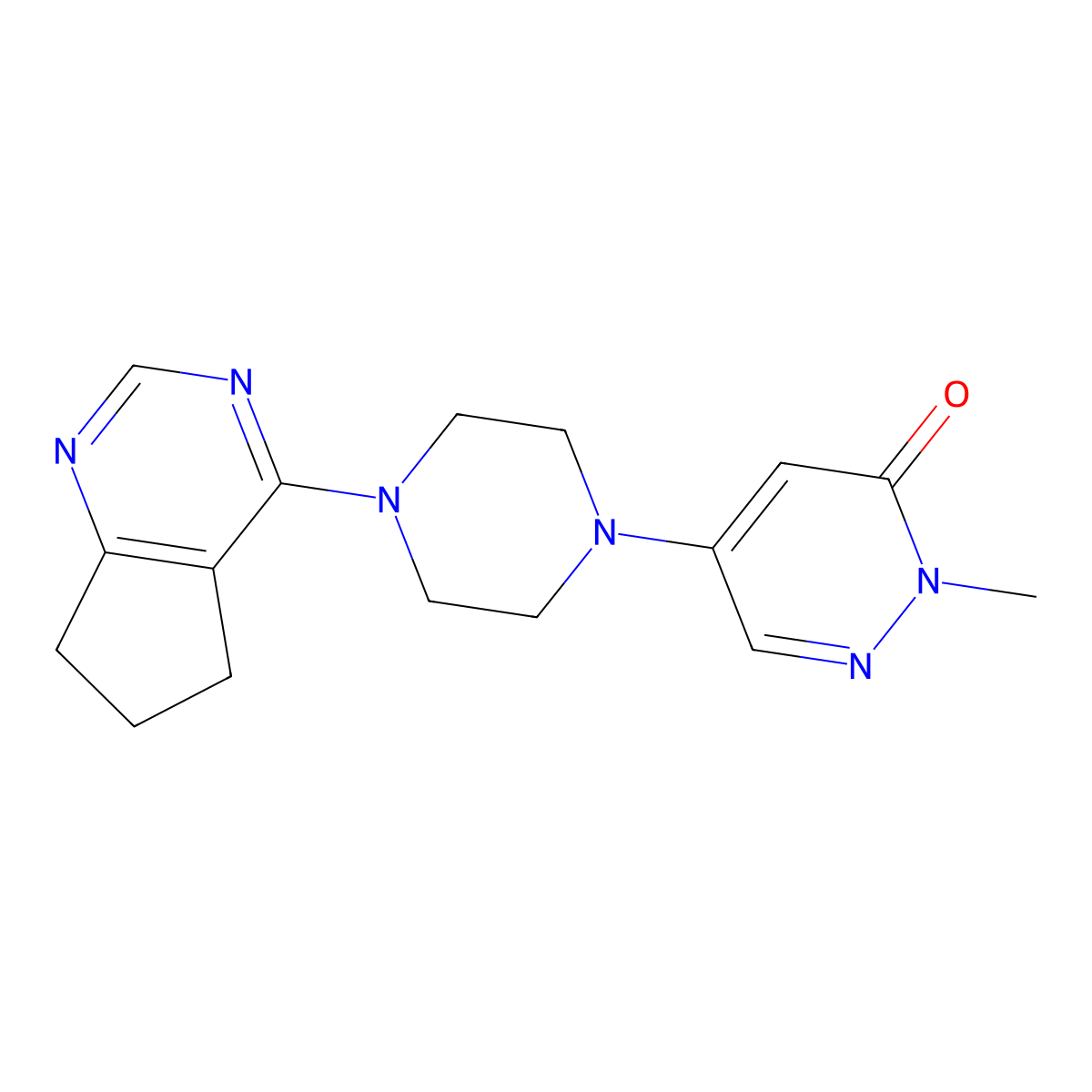 5-(4-{5H,6H,7H-cyclopenta[d]pyrimidin-4-yl}piperazin-1-yl)-2-methyl-2,3-dihydropyridazin-3-one molecular structure, CAS 3030813-52-3
