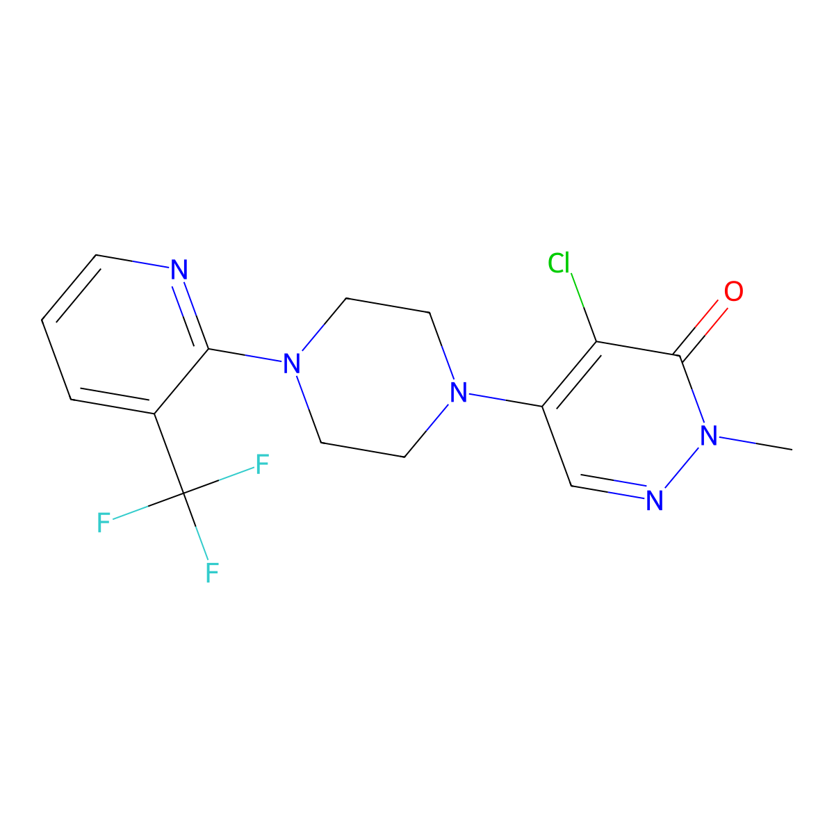 4-Chloro-2-methyl-5-{4-[3-(trifluoromethyl)pyridin-2-yl]piperazin-1-yl}-2,3-dihydropyridazin-3-one molecular structure, CAS 3030813-55-6