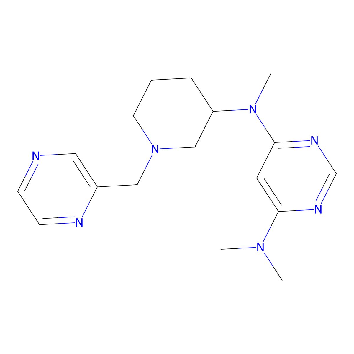 N4,N4,N6-trimethyl-N6-{1-[(pyrazin-2-yl)methyl]piperidin-3-yl}pyrimidine-4,6-diamine molecular structure, CAS 3030813-56-7