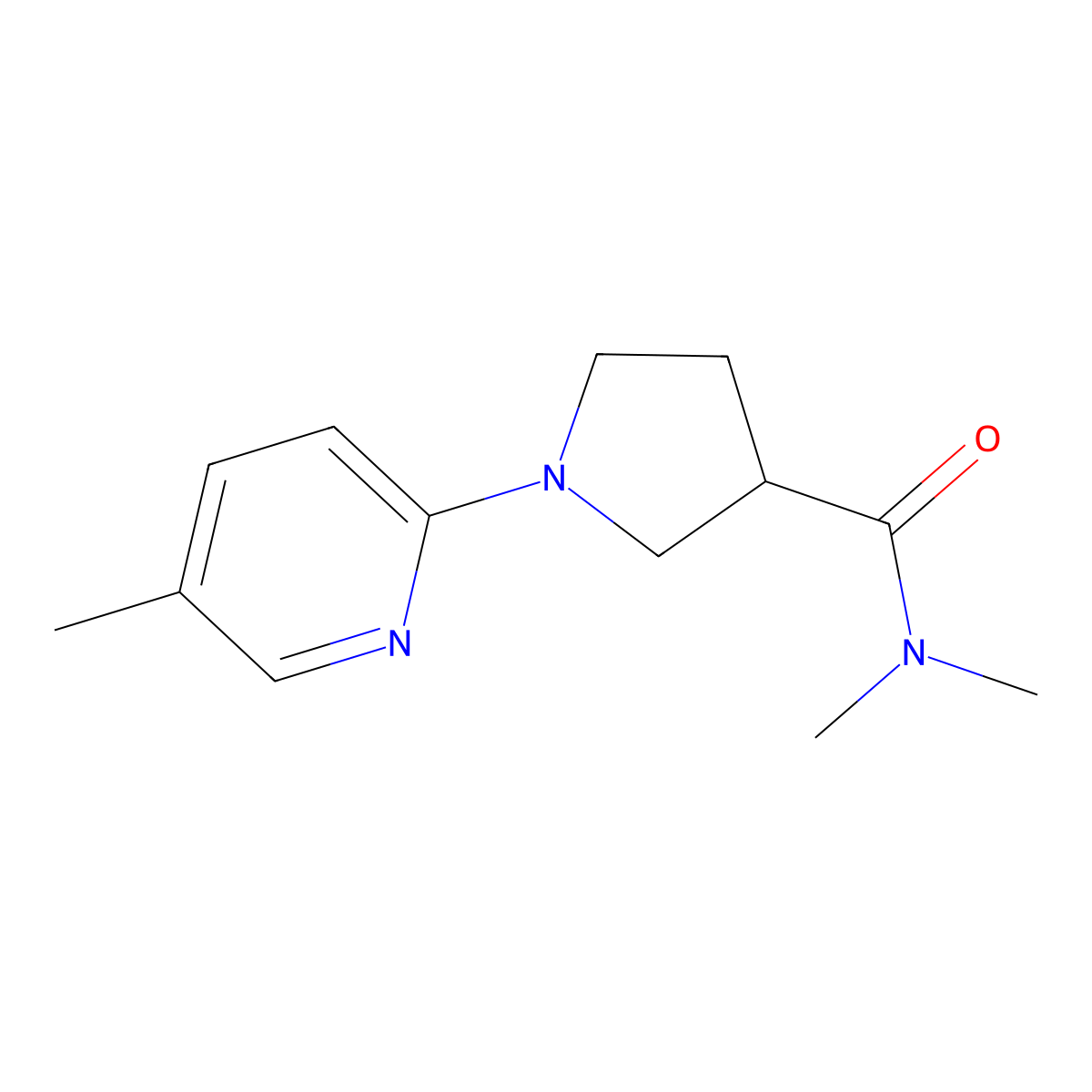 N,N-dimethyl-1-(5-methylpyridin-2-yl)pyrrolidine-3-carboxamide molecular structure, CAS 3030813-70-5