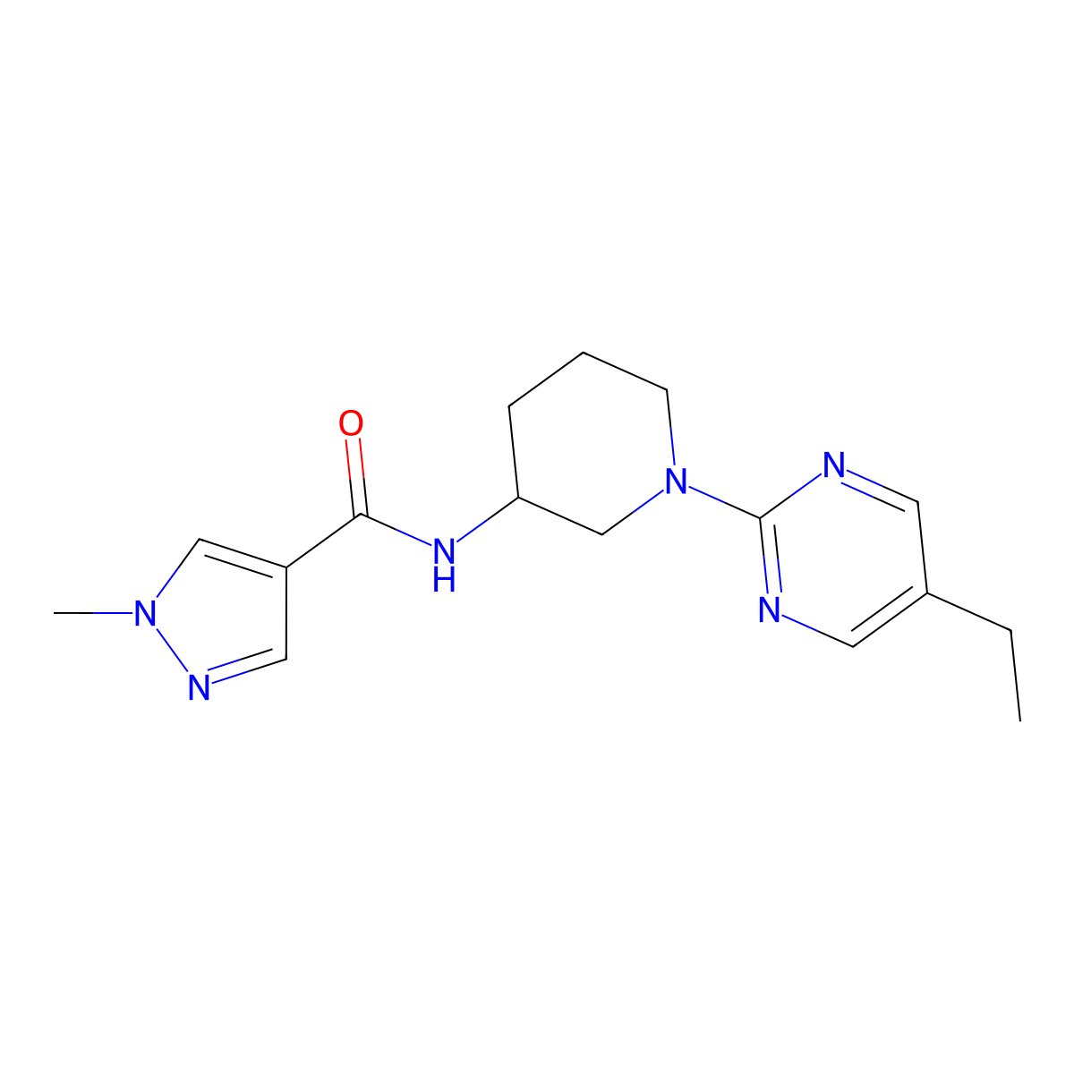 N-[1-(5-ethylpyrimidin-2-yl)piperidin-3-yl]-1-methyl-1H-pyrazole-4-carboxamide molecular structure, CAS 3030813-73-8