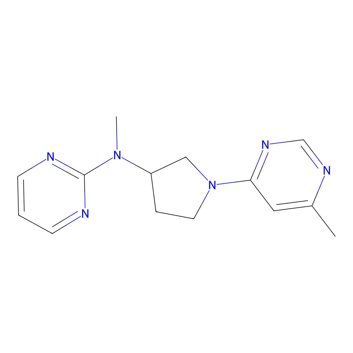 N-methyl-N-[1-(6-methylpyrimidin-4-yl)pyrrolidin-3-yl]pyrimidin-2-amine molecular structure, CAS 3030813-78-3