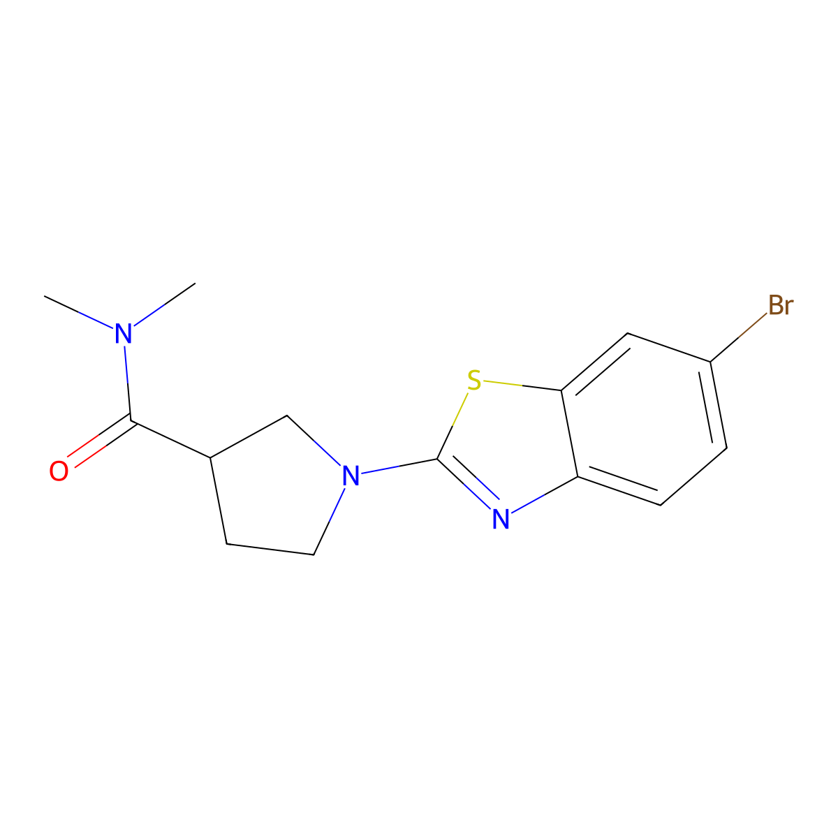 1-(6-bromo-1,3-benzothiazol-2-yl)-N,N-dimethylpyrrolidine-3-carboxamide molecular structure, CAS 3030813-79-4