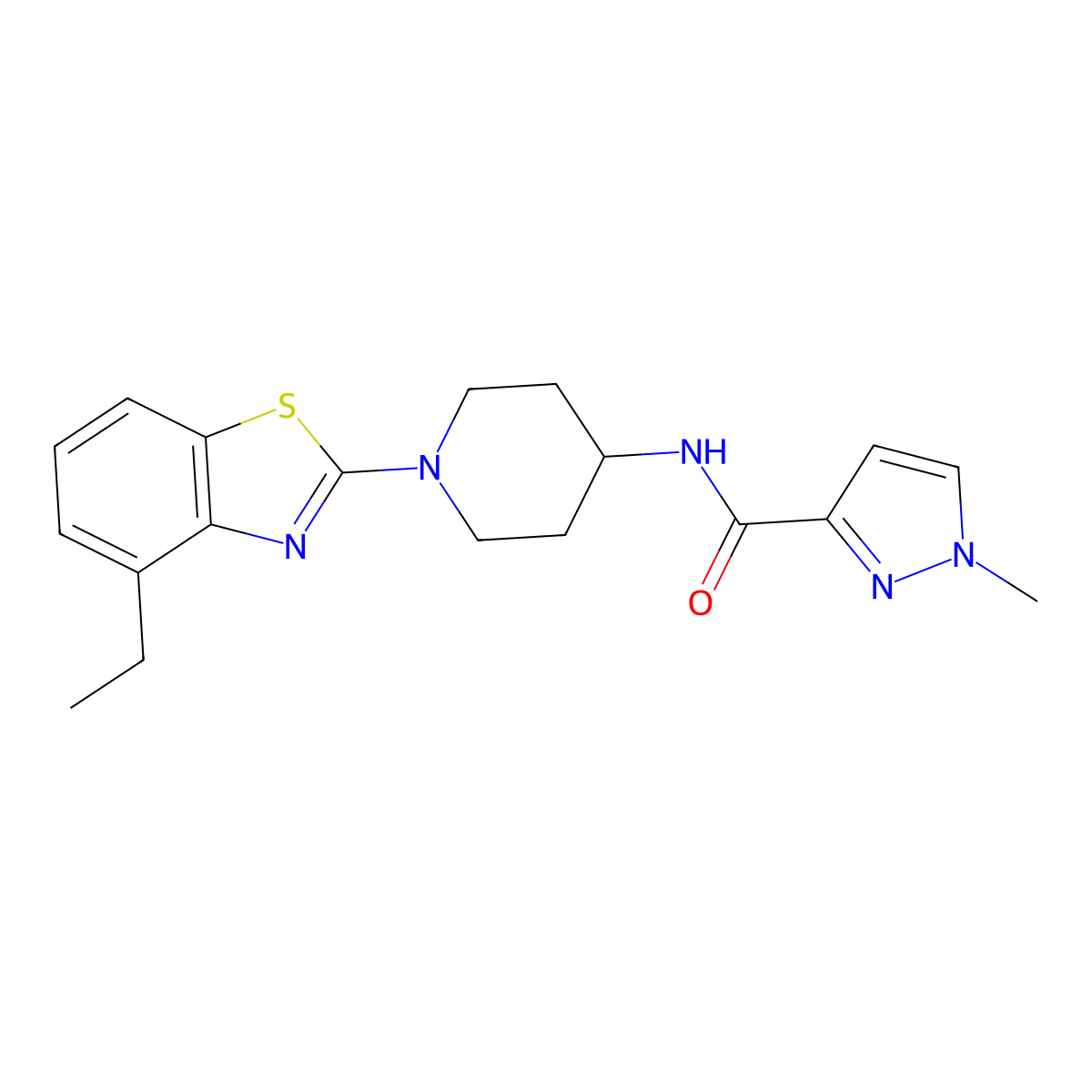 N-[1-(4-ethyl-1,3-benzothiazol-2-yl)piperidin-4-yl]-1-methyl-1H-pyrazole-3-carboxamide molecular structure, CAS 3030813-80-7