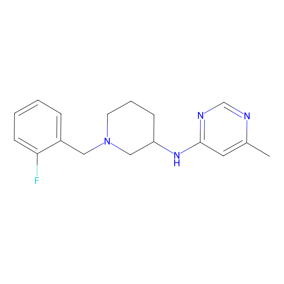 N-{1-[(2-fluorophenyl)methyl]piperidin-3-yl}-6-methylpyrimidin-4-amine molecular structure, CAS 3030813-85-2