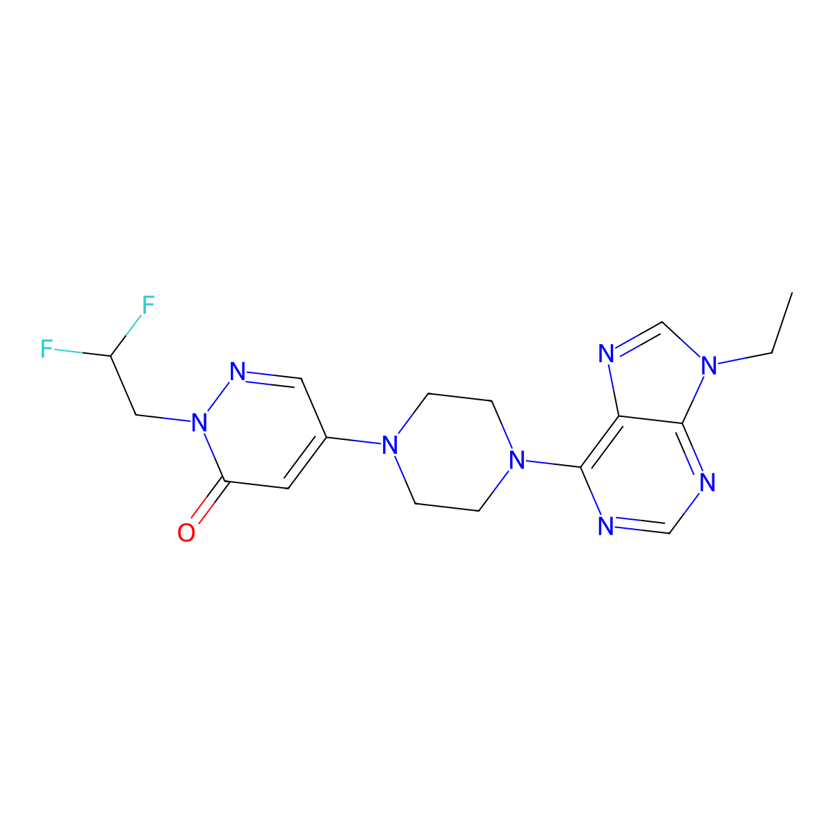 2-(2,2-difluoroethyl)-5-[4-(9-ethyl-9H-purin-6-yl)piperazin-1-yl]-2,3-dihydropyridazin-3-one molecular structure, CAS 3030813-86-3