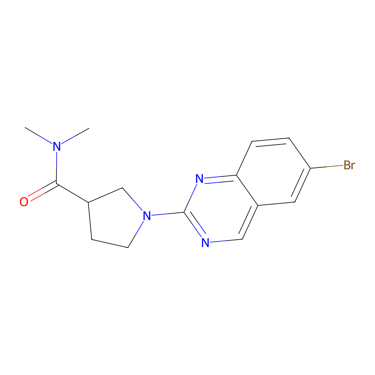 1-(6-bromoquinazolin-2-yl)-N,N-dimethylpyrrolidine-3-carboxamide molecular structure, CAS 3030813-87-4