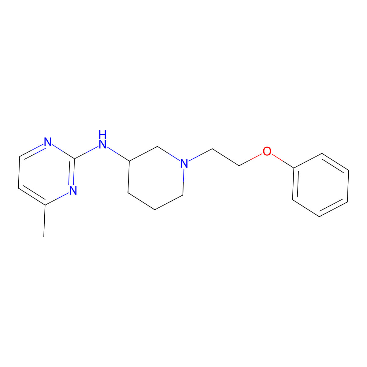 4-methyl-N-[1-(2-phenoxyethyl)piperidin-3-yl]pyrimidin-2-amine molecular structure, CAS 3030813-88-5