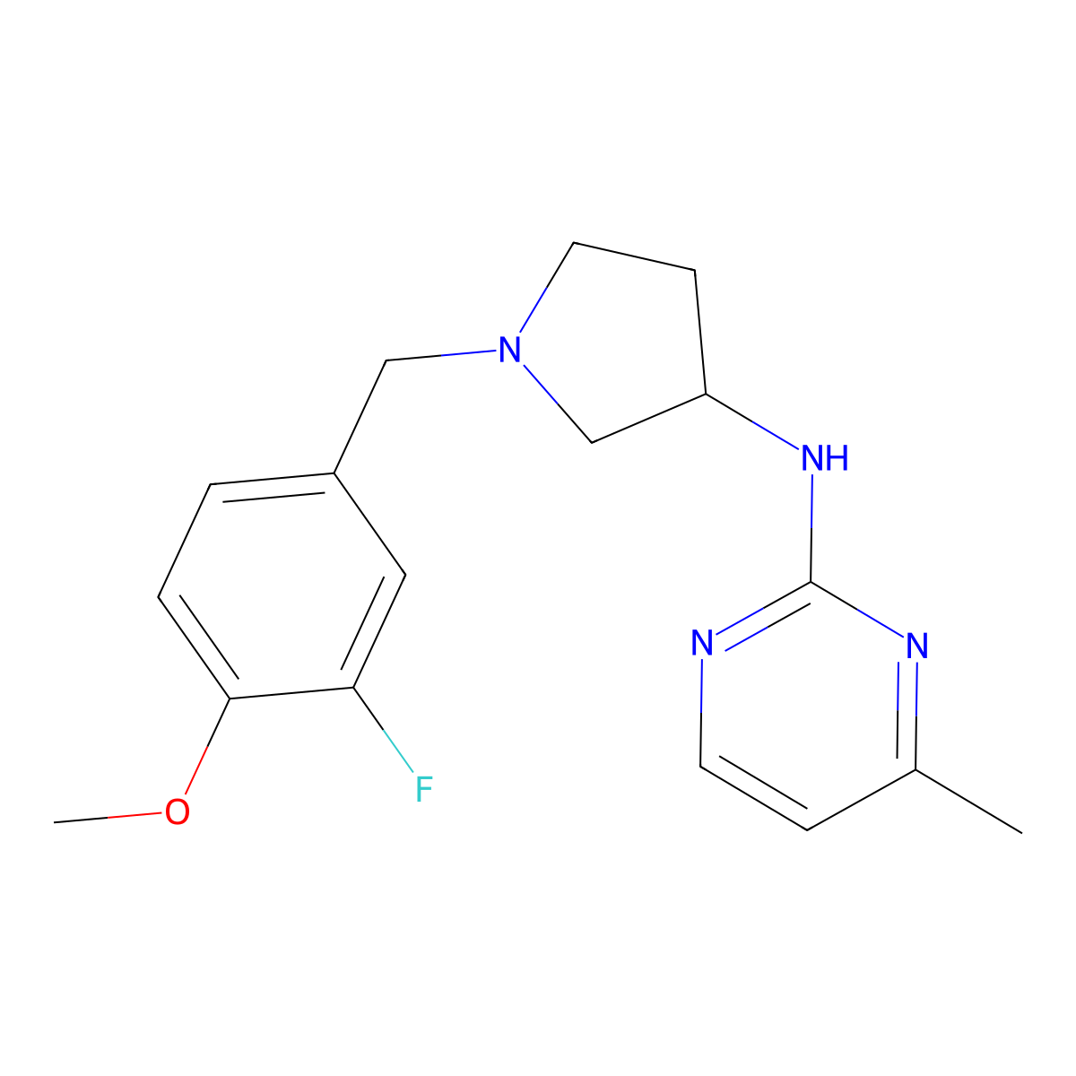N-{1-[(3-fluoro-4-methoxyphenyl)methyl]pyrrolidin-3-yl}-4-methylpyrimidin-2-amine molecular structure, CAS 3030813-90-9