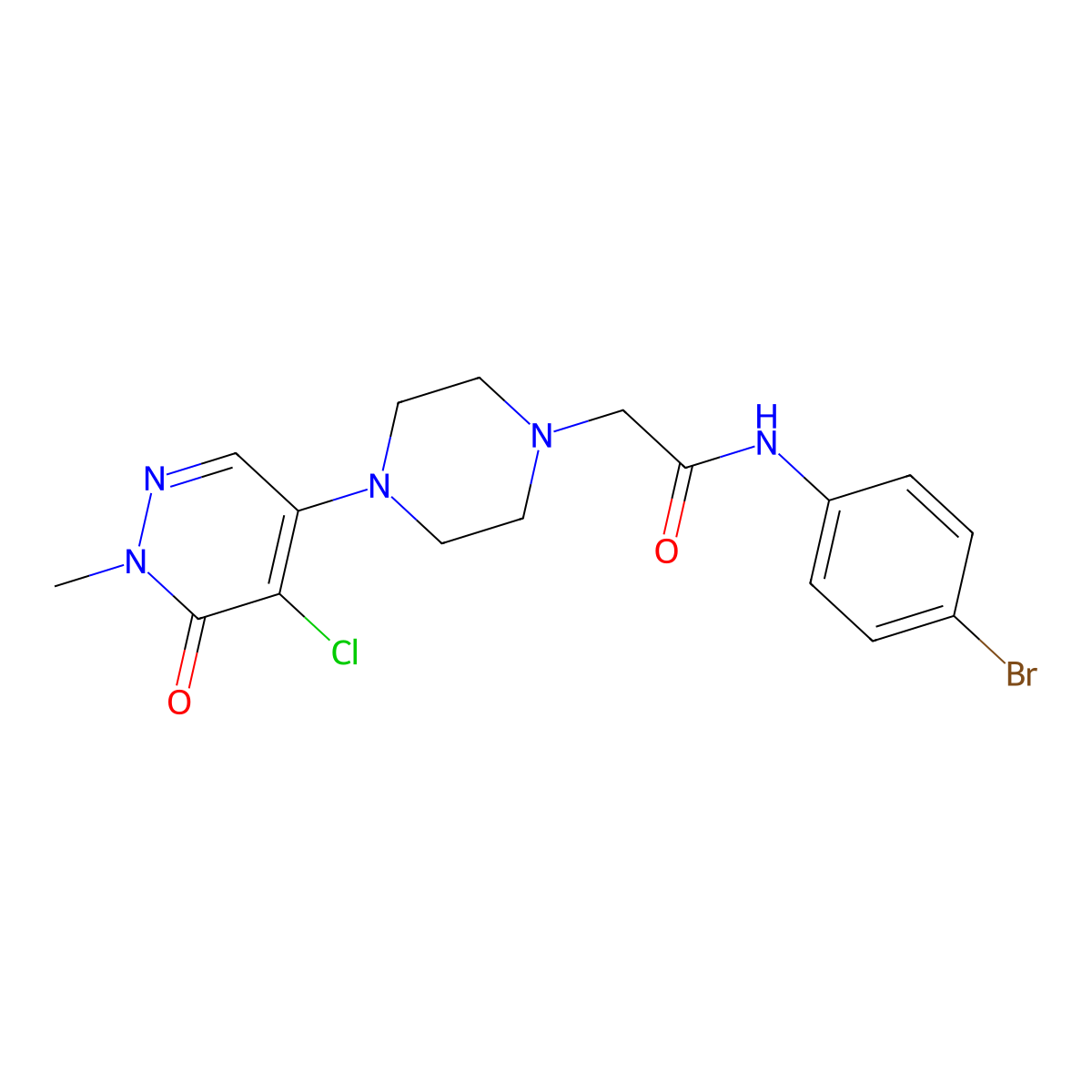 N-(4-bromophenyl)-2-[4-(5-chloro-1-methyl-6-oxo-1,6-dihydropyridazin-4-yl)piperazin-1-yl]acetamide molecular structure, CAS 3030813-93-2