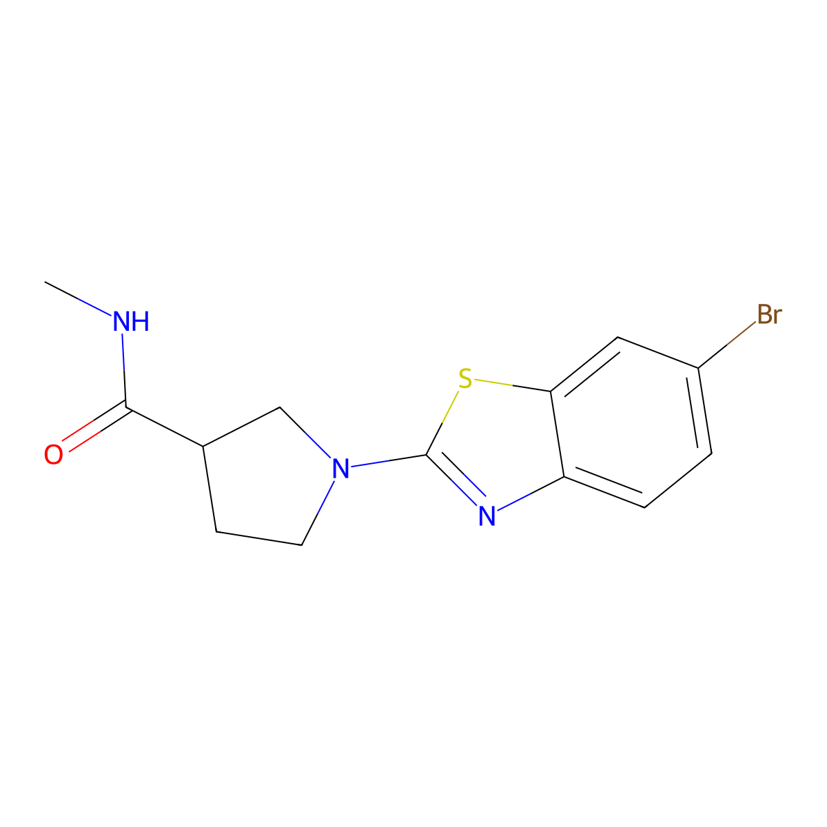 1-(6-bromo-1,3-benzothiazol-2-yl)-N-methylpyrrolidine-3-carboxamide molecular structure, CAS 3030813-95-4