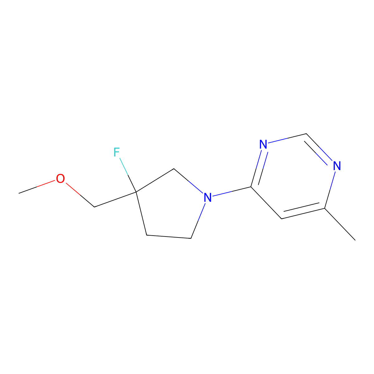 4-[3-Fluoro-3-(methoxymethyl)pyrrolidin-1-yl]-6-methylpyrimidine molecular structure, CAS 3030813-96-5