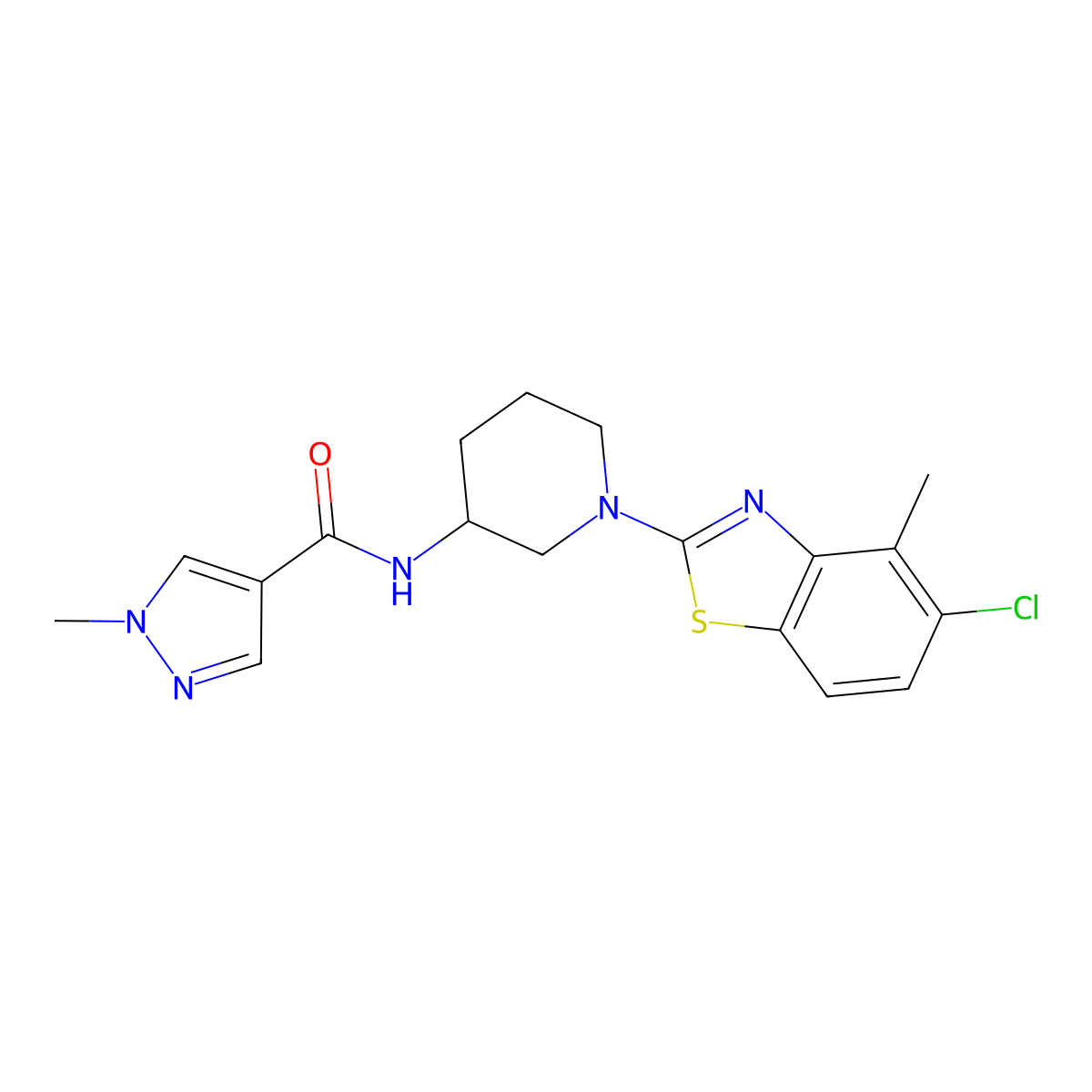 N-[1-(5-chloro-4-methyl-1,3-benzothiazol-2-yl)piperidin-3-yl]-1-methyl-1H-pyrazole-4-carboxamide molecular structure, CAS 3030814-01-5