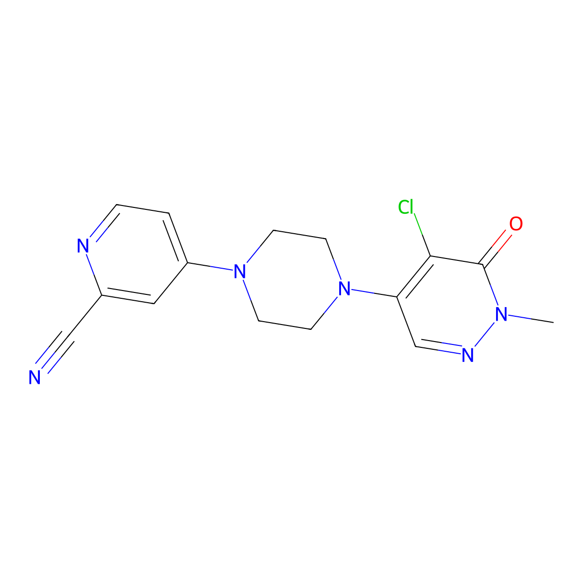 4-[4-(5-Chloro-1-methyl-6-oxo-1,6-dihydropyridazin-4-yl)piperazin-1-yl]pyridine-2-carbonitrile molecular structure, CAS 3030814-02-6