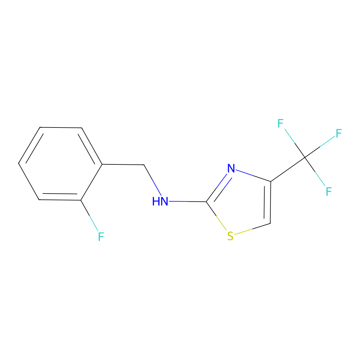 N-[(2-fluorophenyl)methyl]-4-(trifluoromethyl)-1,3-thiazol-2-amine molecular structure, CAS 3030814-03-7