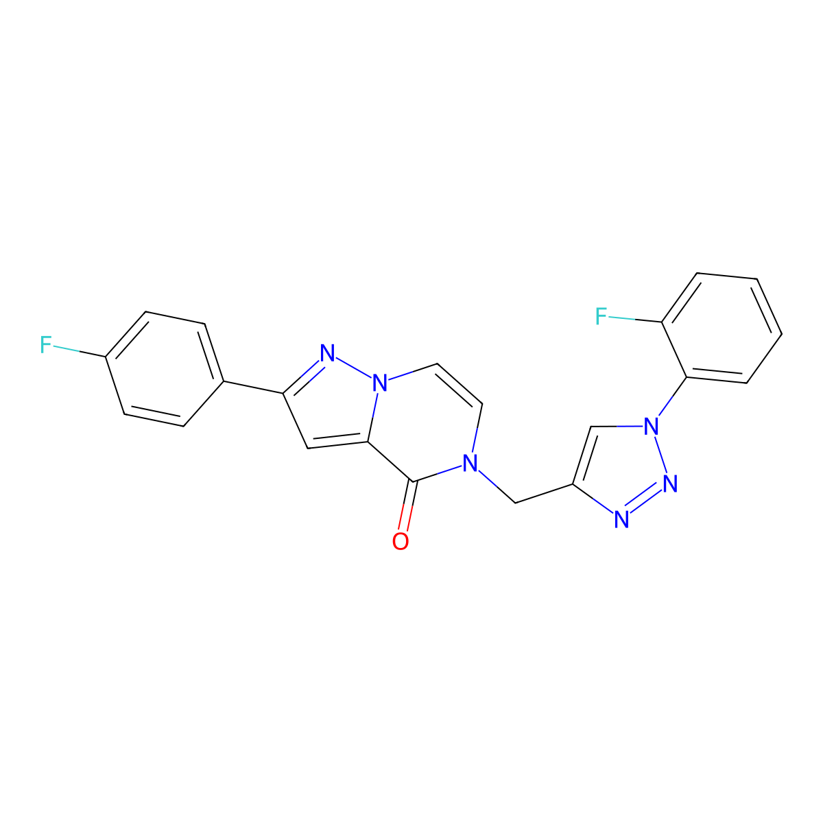 2-(4-fluorophenyl)-5-{[1-(2-fluorophenyl)-1H-1,2,3-triazol-4-yl]methyl}-4H,5H-pyrazolo[1,5-a]pyrazin-4-one molecular structure, CAS 3030814-05-9
