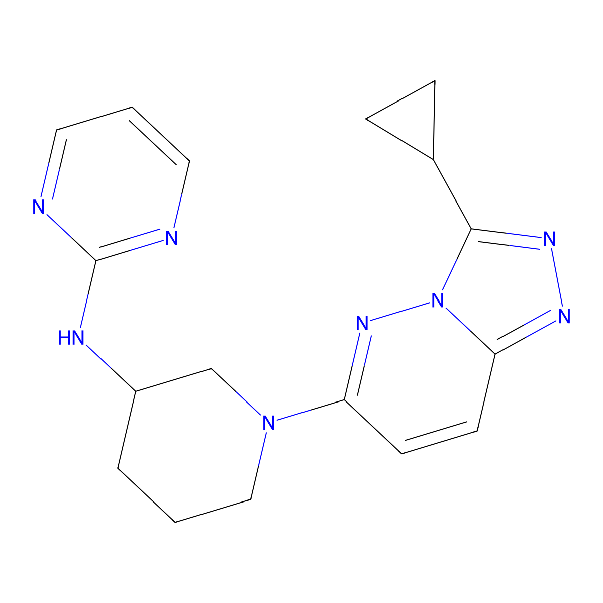 N-(1-{3-cyclopropyl-[1,2,4]triazolo[4,3-b]pyridazin-6-yl}piperidin-3-yl)pyrimidin-2-amine molecular structure, CAS 3030814-07-1