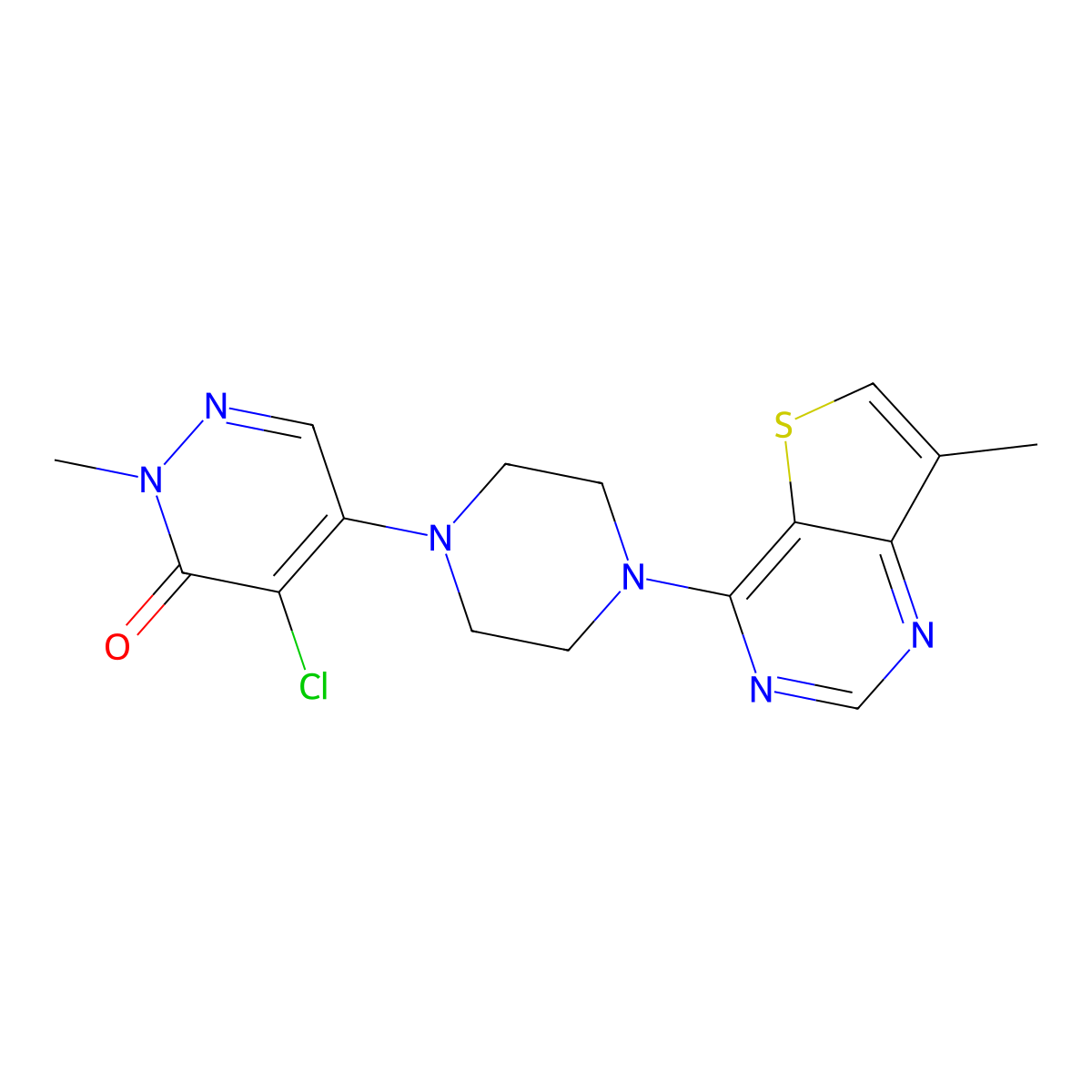 4-Chloro-2-methyl-5-(4-{7-methylthieno[3,2-d]pyrimidin-4-yl}piperazin-1-yl)-2,3-dihydropyridazin-3-one molecular structure, CAS 3030814-09-3