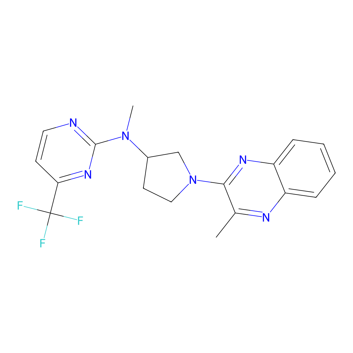 N-methyl-N-[1-(3-methylquinoxalin-2-yl)pyrrolidin-3-yl]-4-(trifluoromethyl)pyrimidin-2-amine molecular structure, CAS 3030814-12-8