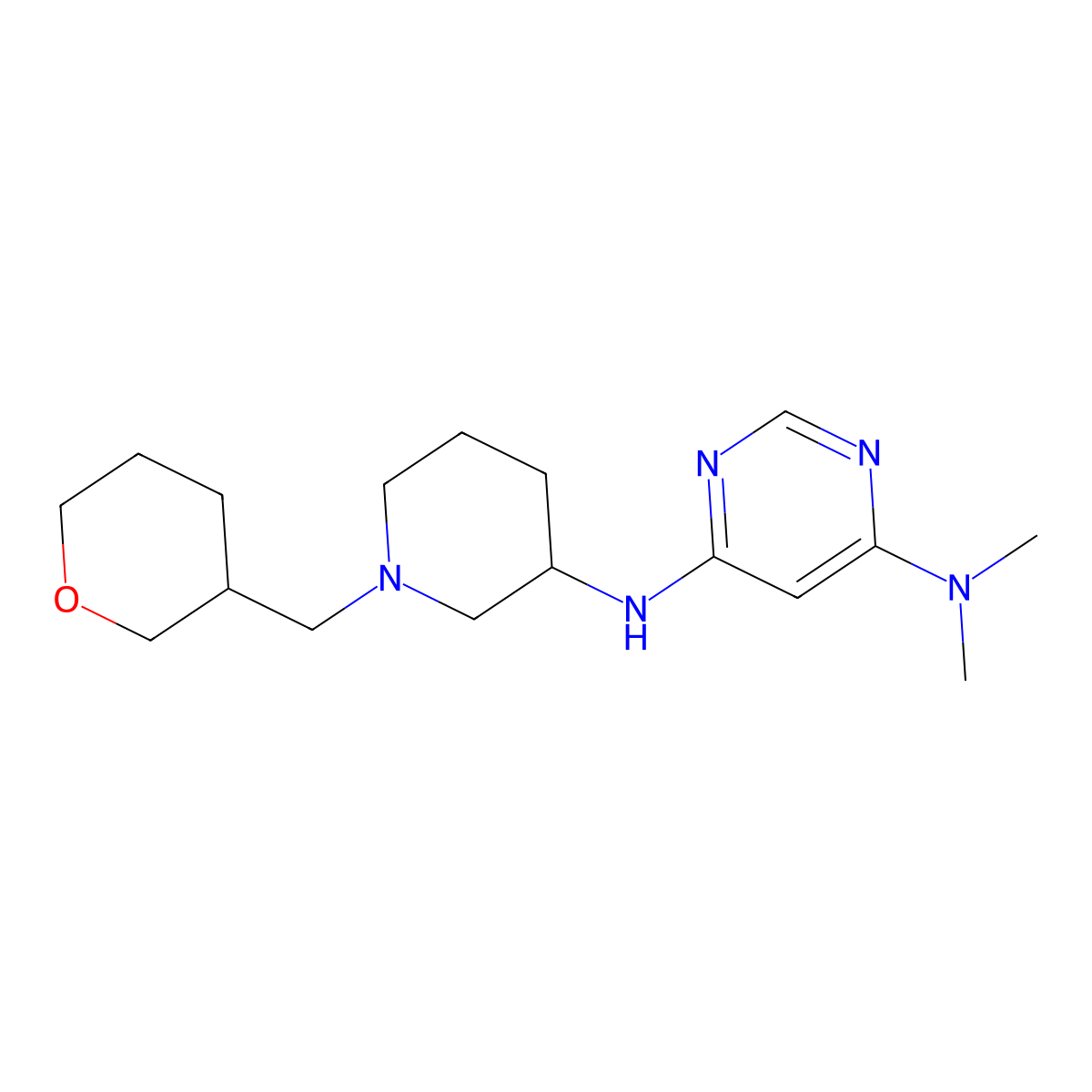N4,N4-dimethyl-N6-{1-[(oxan-3-yl)methyl]piperidin-3-yl}pyrimidine-4,6-diamine molecular structure, CAS 3030814-20-8