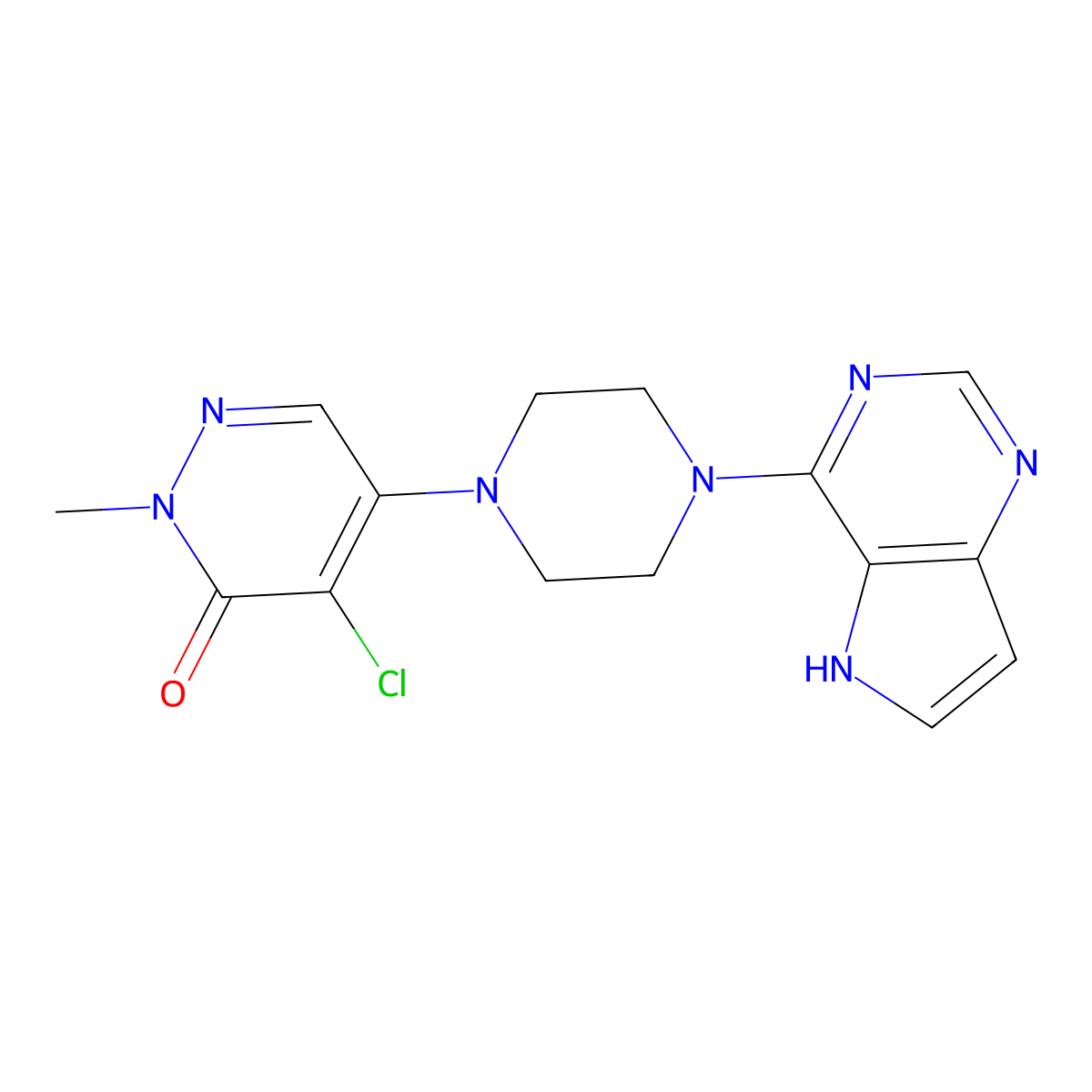 4-chloro-2-methyl-5-(4-{5H-pyrrolo[3,2-d]pyrimidin-4-yl}piperazin-1-yl)-2,3-dihydropyridazin-3-one molecular structure, CAS 3030814-23-1