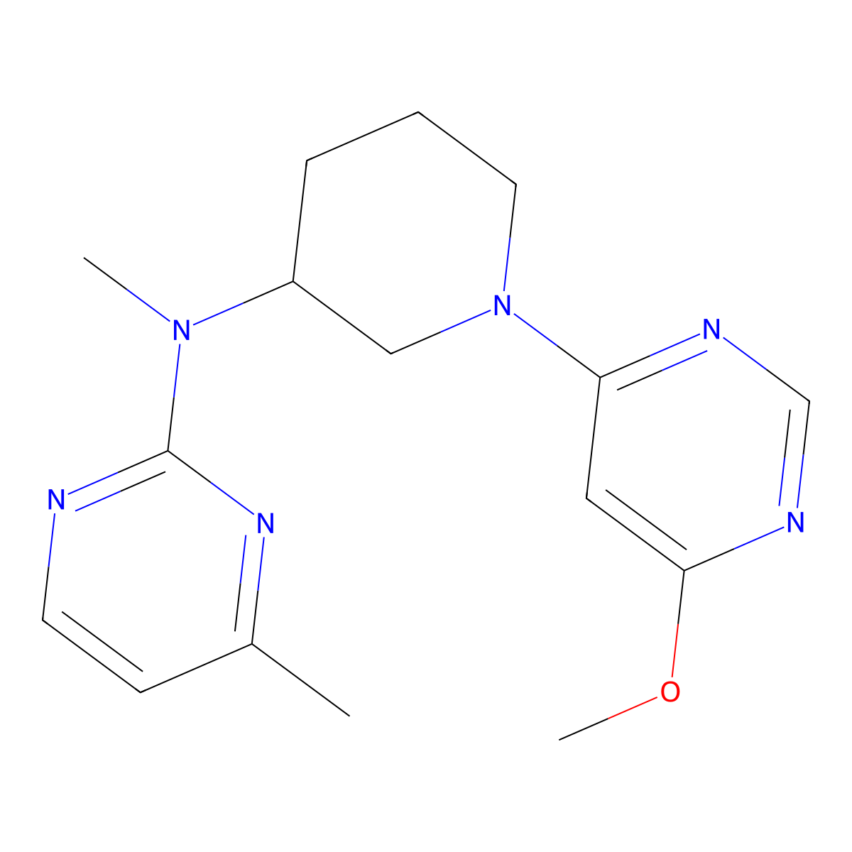 N-[1-(6-methoxypyrimidin-4-yl)piperidin-3-yl]-N,4-dimethylpyrimidin-2-amine molecular structure, CAS 3030814-32-2