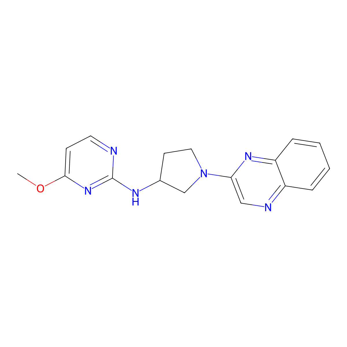 4-methoxy-N-[1-(quinoxalin-2-yl)pyrrolidin-3-yl]pyrimidin-2-amine molecular structure, CAS 3030814-34-4