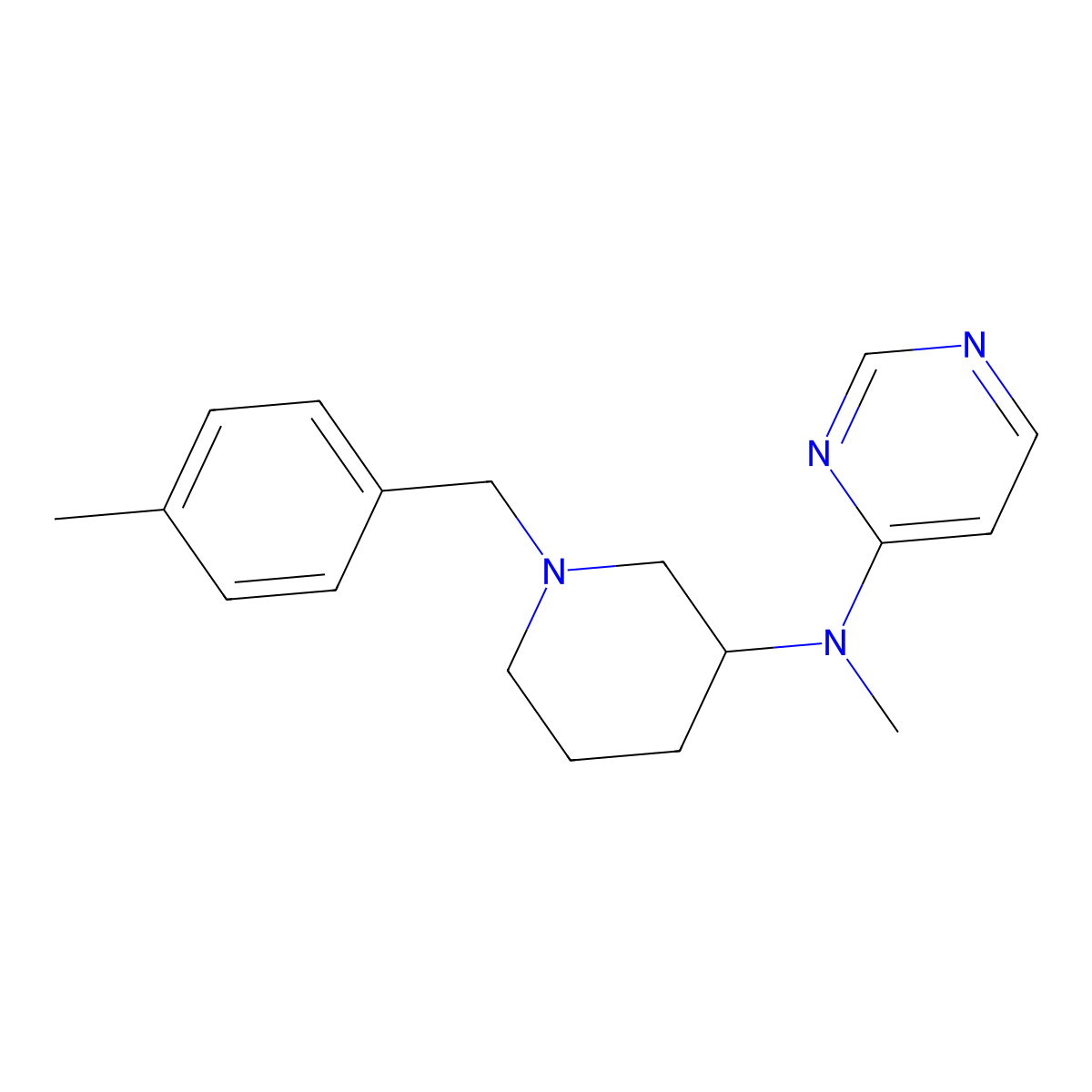 N-methyl-N-{1-[(4-methylphenyl)methyl]piperidin-3-yl}pyrimidin-4-amine molecular structure, CAS 3030814-38-8