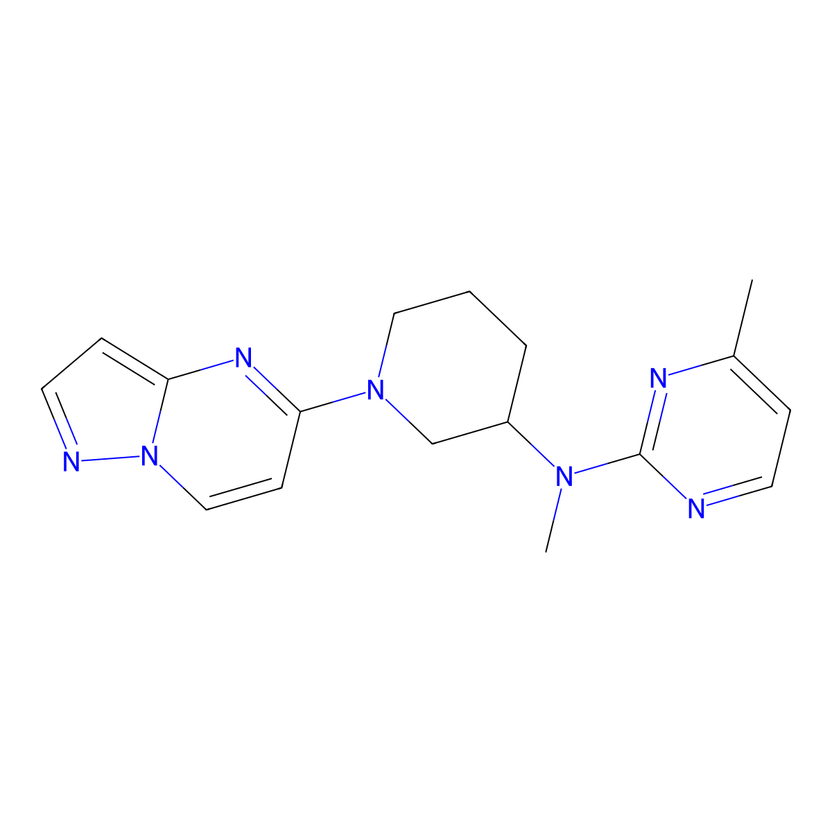 N,4-dimethyl-N-(1-{pyrazolo[1,5-a]pyrimidin-5-yl}piperidin-3-yl)pyrimidin-2-amine molecular structure, CAS 3030814-40-2