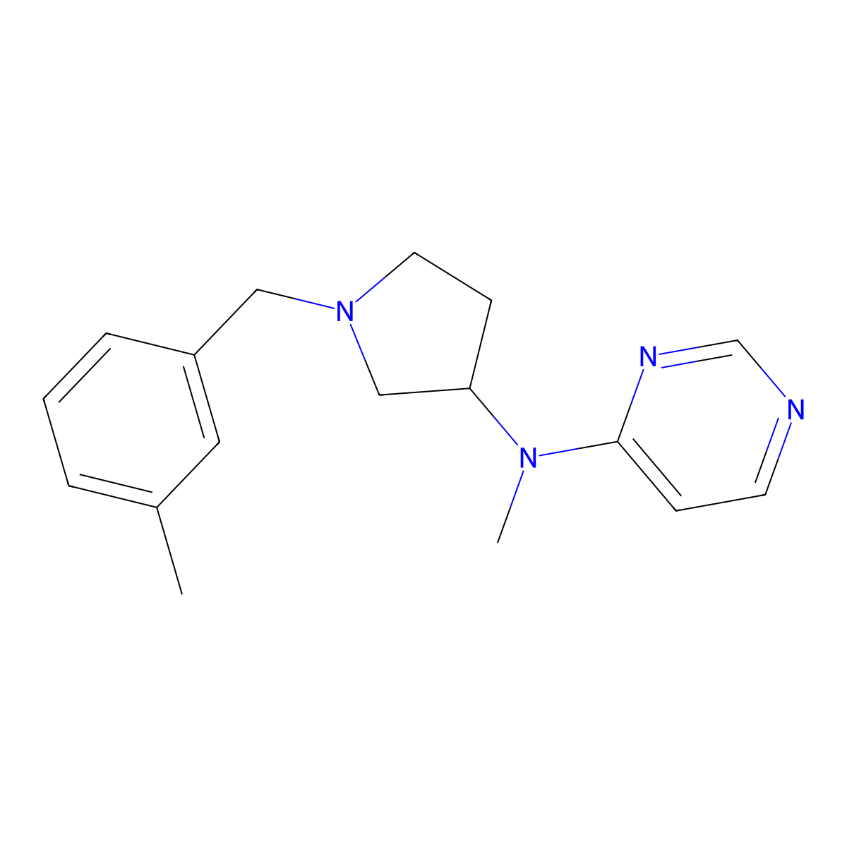 N-methyl-N-{1-[(3-methylphenyl)methyl]pyrrolidin-3-yl}pyrimidin-4-amine molecular structure, CAS 3030814-49-1