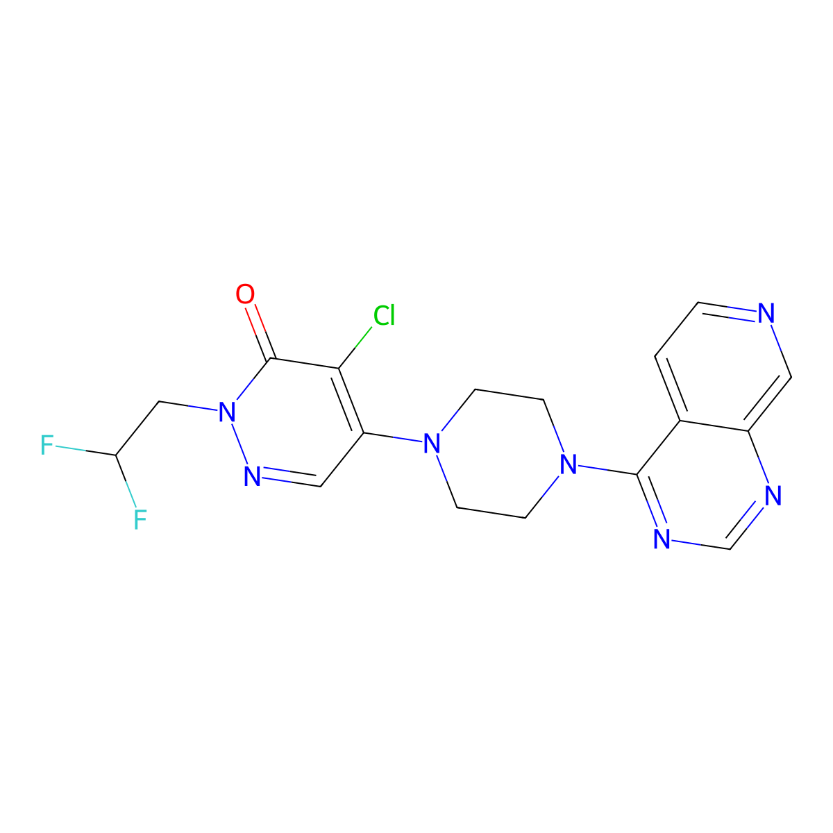 4-Chloro-2-(2,2-difluoroethyl)-5-(4-{pyrido[3,4-d]pyrimidin-4-yl}piperazin-1-yl)-2,3-dihydropyridazin-3-one molecular structure, CAS 3030814-51-5