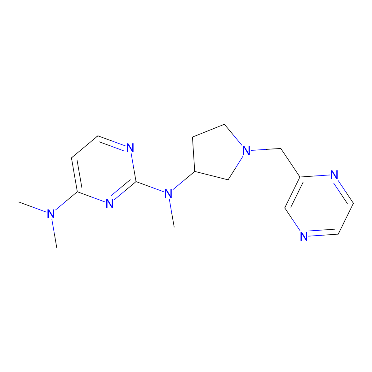 N2,N4,N4-trimethyl-N2-{1-[(pyrazin-2-yl)methyl]pyrrolidin-3-yl}pyrimidine-2,4-diamine molecular structure, CAS 3030814-52-6