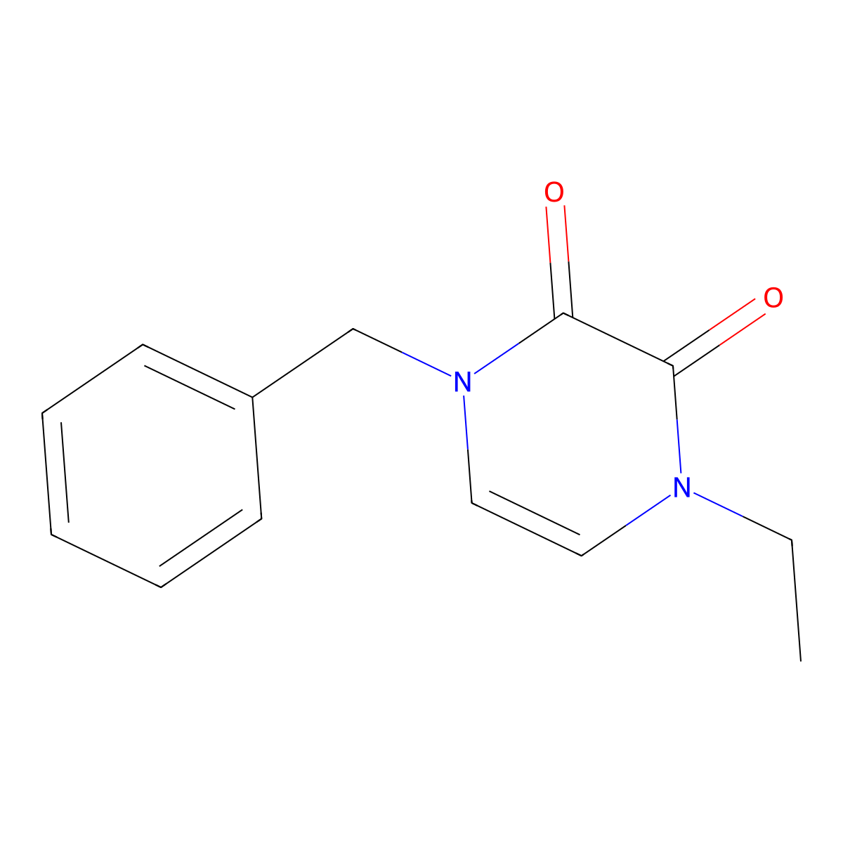 1-Benzyl-4-ethyl-1,2,3,4-tetrahydropyrazine-2,3-dione molecular structure, CAS 3030814-53-7