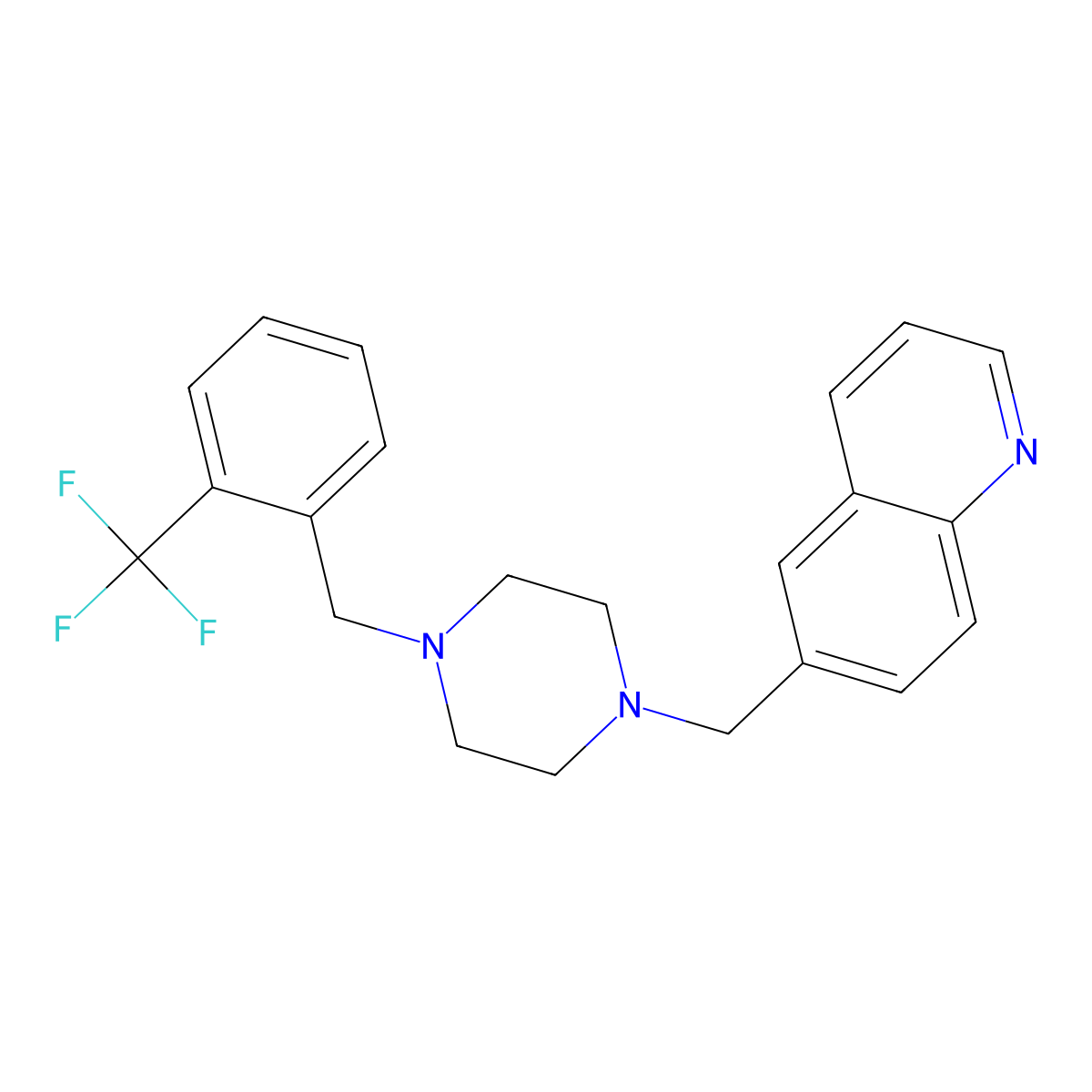 6-[(4-{[2-(Trifluoromethyl)phenyl]methyl}piperazin-1-yl)methyl]quinoline molecular structure, CAS 3030814-55-9