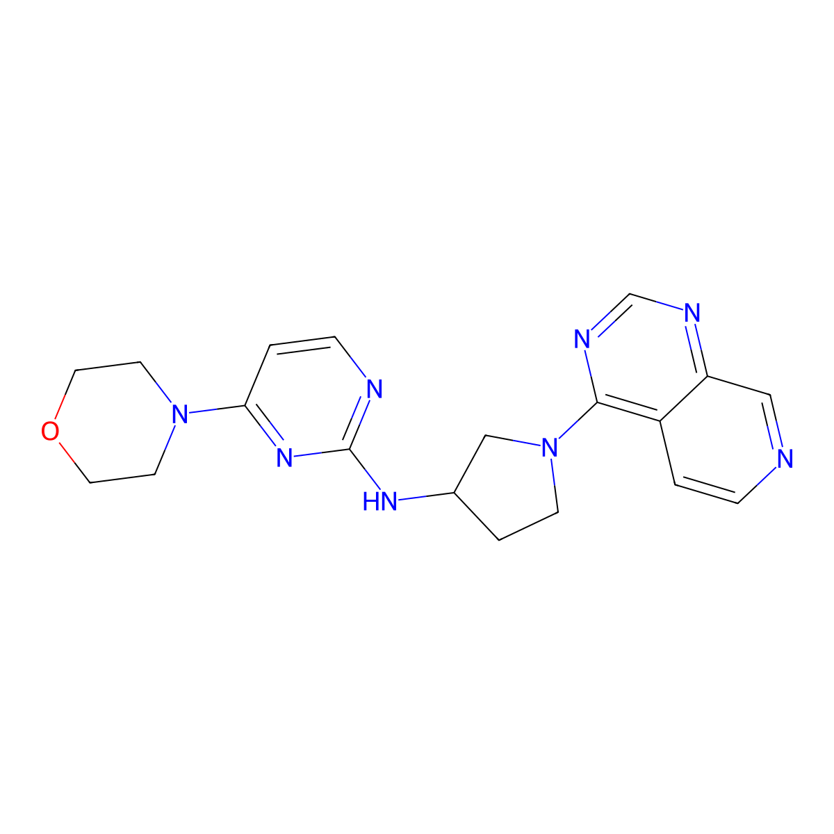 4-(morpholin-4-yl)-N-(1-{pyrido[3,4-d]pyrimidin-4-yl}pyrrolidin-3-yl)pyrimidin-2-amine molecular structure, CAS 3030814-59-3